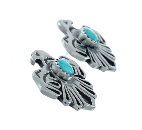 Navajo Sterling Silver Turquoise Thundebird Post Stud Earrings X10016